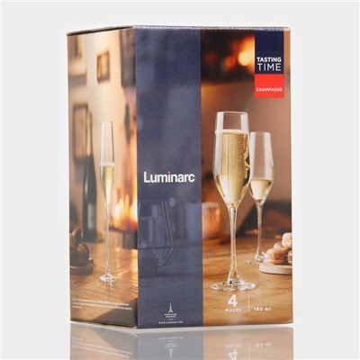 Бокалы для шампанского Luminarc Tasting Time, 160 мл, набор 4 шт., стекло, прозрачные
