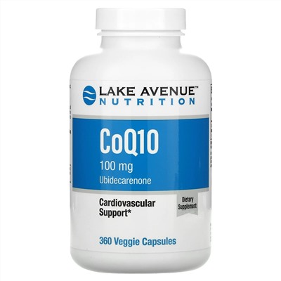 Lake Avenue Nutrition, коэнзим Q10, класса USP, 100 мг, 360 растительных капсул