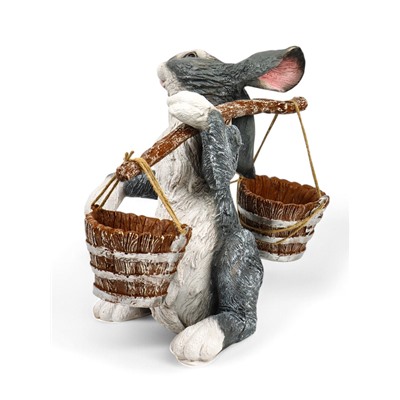 Садовая фигура полистоуна «Заяц с коромыслом», 35 см