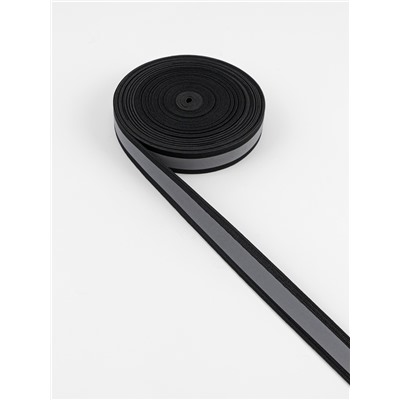 Светоотражающая лента-резинка, 20 мм, 10 ± 1 м, цвет чёрный