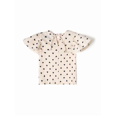 Футболка для девочки из муслина KAFTAN: «Сердечки», бежевая, рост 128 см