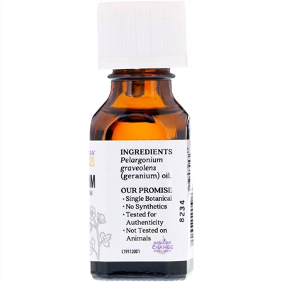 Aura Cacia, 100% чистое эфирное масло, герань, .5 жидких унции (15 мл)