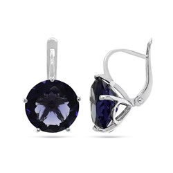 Серьги из серебра танзанит выращ., СПН147