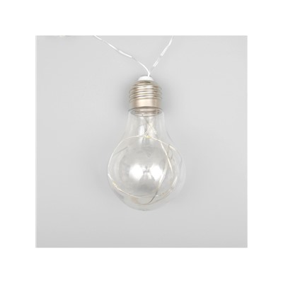 Гирлянда «Нить» 3 м с насадками «Лампочки», IP20, серебристая нить, 100 LED, свечение синее, 3.5 В