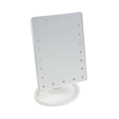 Зеркало с подсветкой KZ-06, 26.5×16×12 см, 22 диода, сенсорная кнопка, белое