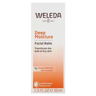 Weleda, Deep Moisture Facial Balm, Sweet Almond Oil Extracts, 1 fl oz (30 ml)
