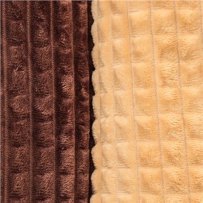 Плед «Этель. Клетка», 150×200 см, корал-флис, коричневый