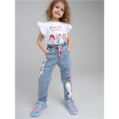 Брюки текстильные джинсовые для девочек