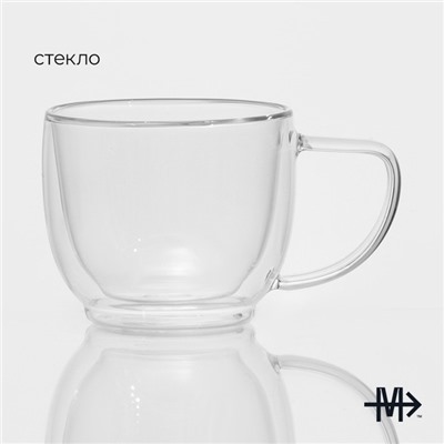 Кружка стеклянная с двойными стенками Magistro «Дуо», 280 мл, 13,5×9,5×8 см
