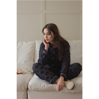 Теплая трикотажная пижама с брюками Мишки