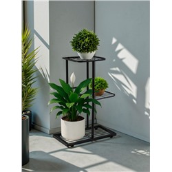 Подставка для цветов Greengo, 3 полки, 43×22×57 см, напольная, металл, чёрная