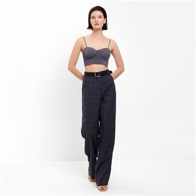 Брюки женские в клетку MINAKU: Classic, серые, размер 48