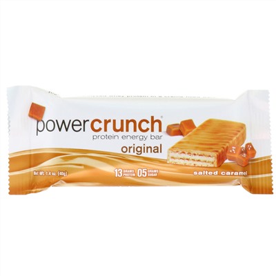 BNRG, Протеиновый энергетический батончик Power Crunch, оригинальная рецептура, соленая карамель, 12 батончиков, 40 г каждый