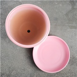 Горшок для цветов «Пудровый», 1 л, d=15 см, h=13 см, керамика, с поддоном, розовый