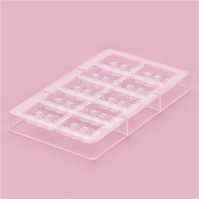 Форма для конфет и шоколада «Таволетта», 20×12×2.5 см, 10 ячеек 4.2×2.8×0.8 см, прозрачная