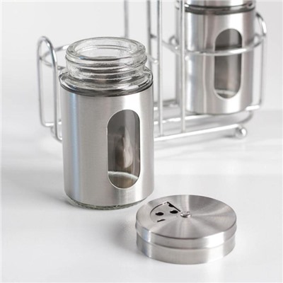 Набор для специй на подставке «Стиль», 2 предмета: солонка и перечница, 80 мл, стекло