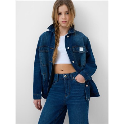 Брюки текстильные джинсовые для девочек