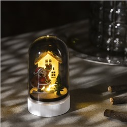 Светодиодная фигура под куполом «Дед Мороз с мешком» 6×9.5×6 см, дерево, батарейки LR1130×3 (в комплекте), свечение тёплое белое