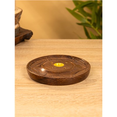Подставка под благовония круглая, 12.5×12.5×1.5 см, дерево шишам