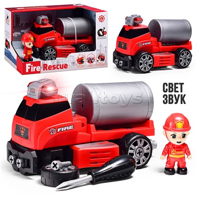 Конструктор-машина "Пожарная служба" с отверткой, в коробке