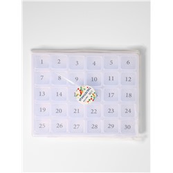 Таблетница - органайзер на месяц, 21,3 × 17,5 × 2,7 см, 30 секций, цвет прозрачный