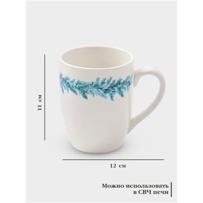 Кружка новогодняя Доляна «Зимний вечер», 300 мл, фарфор, белая