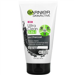 Garnier, SkinActive, Ultra Clean 3-In-1 with Charcoal, 4.4 fl oz (132 ml)