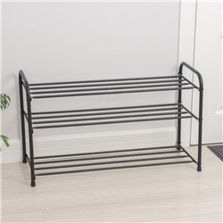 Подставка для обуви, 3 полки, 82,5×32×48,5 см, чёрная