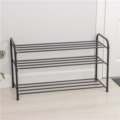 Подставка для обуви, 3 полки, 82,5×32×48,5 см, чёрная