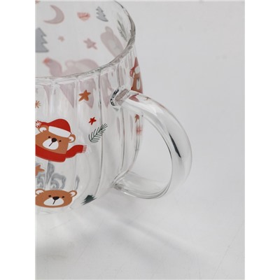 Кружка новогодняя стеклянная «Мишки», 350 мл
