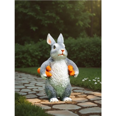 Садовая фигура из полистоуна «Зайка несет морковь», 22×9×13 см