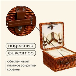 Корзина - холодильник для пикника maclay, плетёная, 2 персоны, 30х30х28 см, лоза