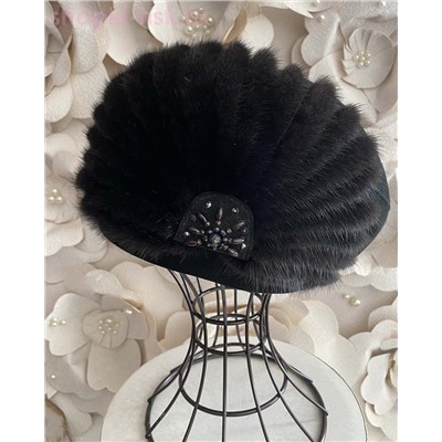 Вера замша мех.норка Берет женский флис (56-58)