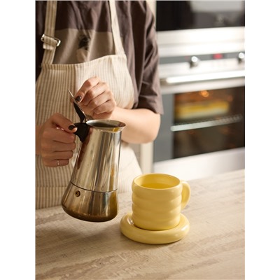 Чайная пара Доляна «Зефир», 350 мл, керамика, жёлтая