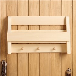 Полка - вешалка для бани и сауны «Универсальная», 50×30×12 см, деревянная, 3 крючка, «Добропаровъ»