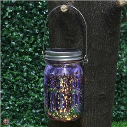 Фонарь садовый на солн.батарее банка, 7x13см, 1LED*шампань, 1x1.2V Ni-MH AAA300mAh, стекло