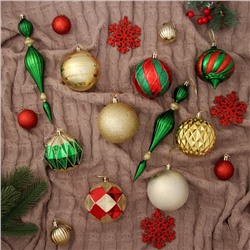 Ёлочные игрушки «Ассорти», новогодние, набор 42 шт., красный/зелёный