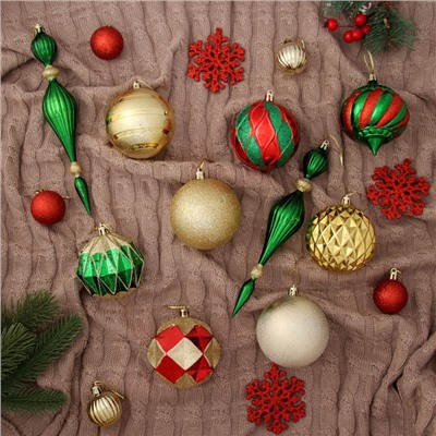 Ёлочные игрушки «Ассорти», новогодние, набор 42 шт., красный/зелёный