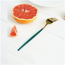 Вилка столовая Magistro «Блинк», 21.5×3 см, нержавеющая сталь, зелёная ручка, золотистая