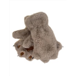 Молодёжные меховые зимние перчатки лапки , цвет  коричневый