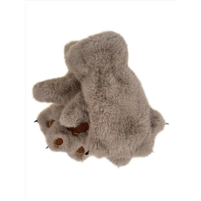 Молодёжные меховые зимние перчатки лапки , цвет  коричневый