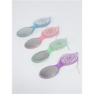 Пилка для пяток, 4 в 1, с пемзой, с щёткой, 17 см, МИКС