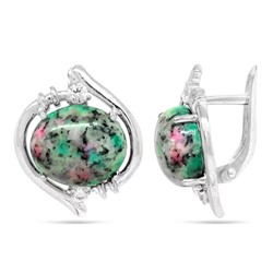 Серьги из серебра цоизит, СПН4204