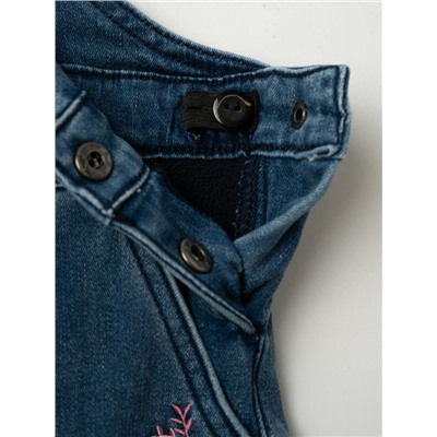 Полукомбинезон текстильный джинсовый утепленный флисом для девочек