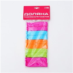 Зажимы для пакетов Доляна, 7.5 см, 10 шт., разноцветные