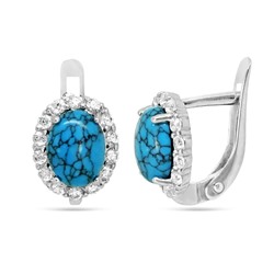 Серьги из серебра бирюза пресс., СПН4151
