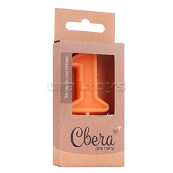 Свеча Цифра, 1 ЭКО, Шоколадное ассорти, Карамель, 3*4,5 + 3,5 см, 1 шт. с держат.