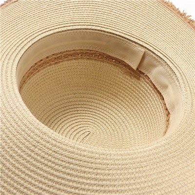 Шляпа женская с декоративными завязками MINAKU, бежевая, размер 58