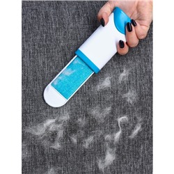 Щётка для удаления шерсти и волос с одежды и мебели, 13.5×6×3 см, цвет синий