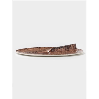 Блюдо для подачи Magistro Wood, 27.8×27.5×3 см, фарфор, коричневый